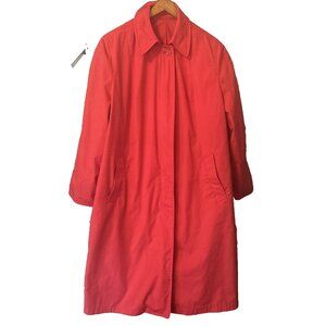 London Fog Womens Red Trench Coat Small/ Med Button Closure 4 Pockets Union Made